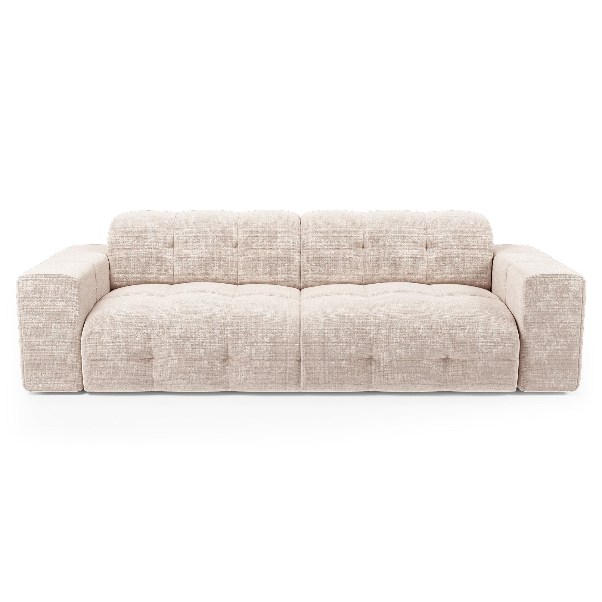 SOFA 4-SITZER geprägter Samt Creme 230cm - Creme, Textil (230/85/92cm) - Sia Home