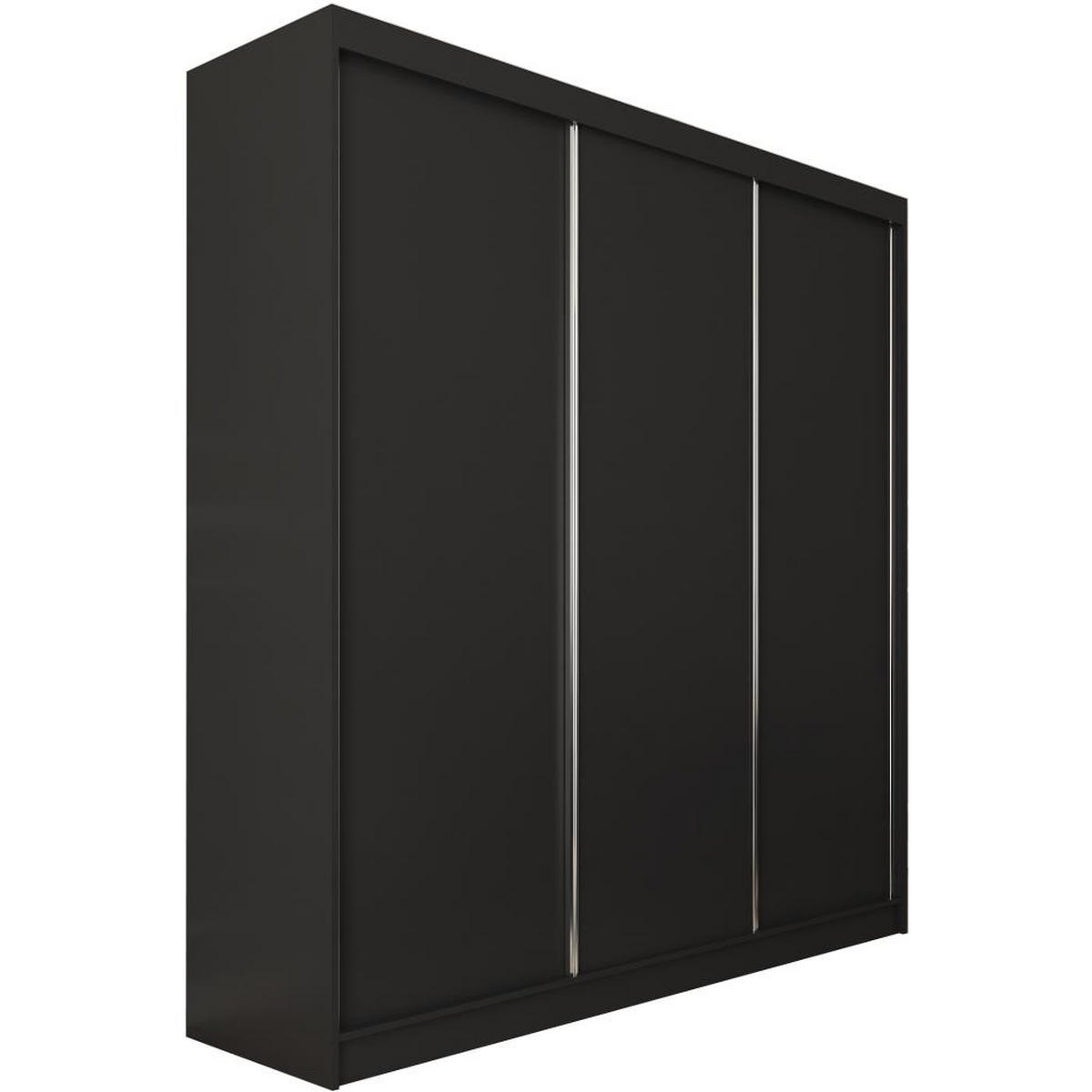 SCHWEBETÜRENSCHRANK Mario 240/216/61 schwarz mit Schubladen - Schwarz, Holzwerkstoff (240/216/61cm) - Beautysofa
