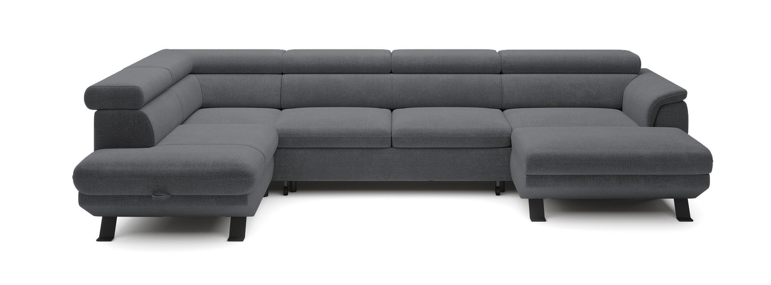 ECKSCHLAFSOFA Raven XL, Verstellbaren Kopfstützen, Bettkasten, Großes Sofa 334x198x162cm Linke, Stahl - Edelstahlfarben, Holz/Textil (198/334cm) - DomoHome
