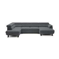 ECKSCHLAFSOFA Raven XL, Verstellbaren Kopfstützen, Bettkasten, Großes Sofa 334x198x162cm Linke, Stahl - Edelstahlfarben, Holz/Textil (198/334cm) - DomoHome