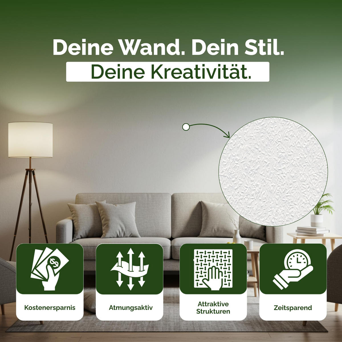 VLIESTAPETE Creative Raufaser 10,05 m x 0,53 m - Weiß, Papier (53/10cm)