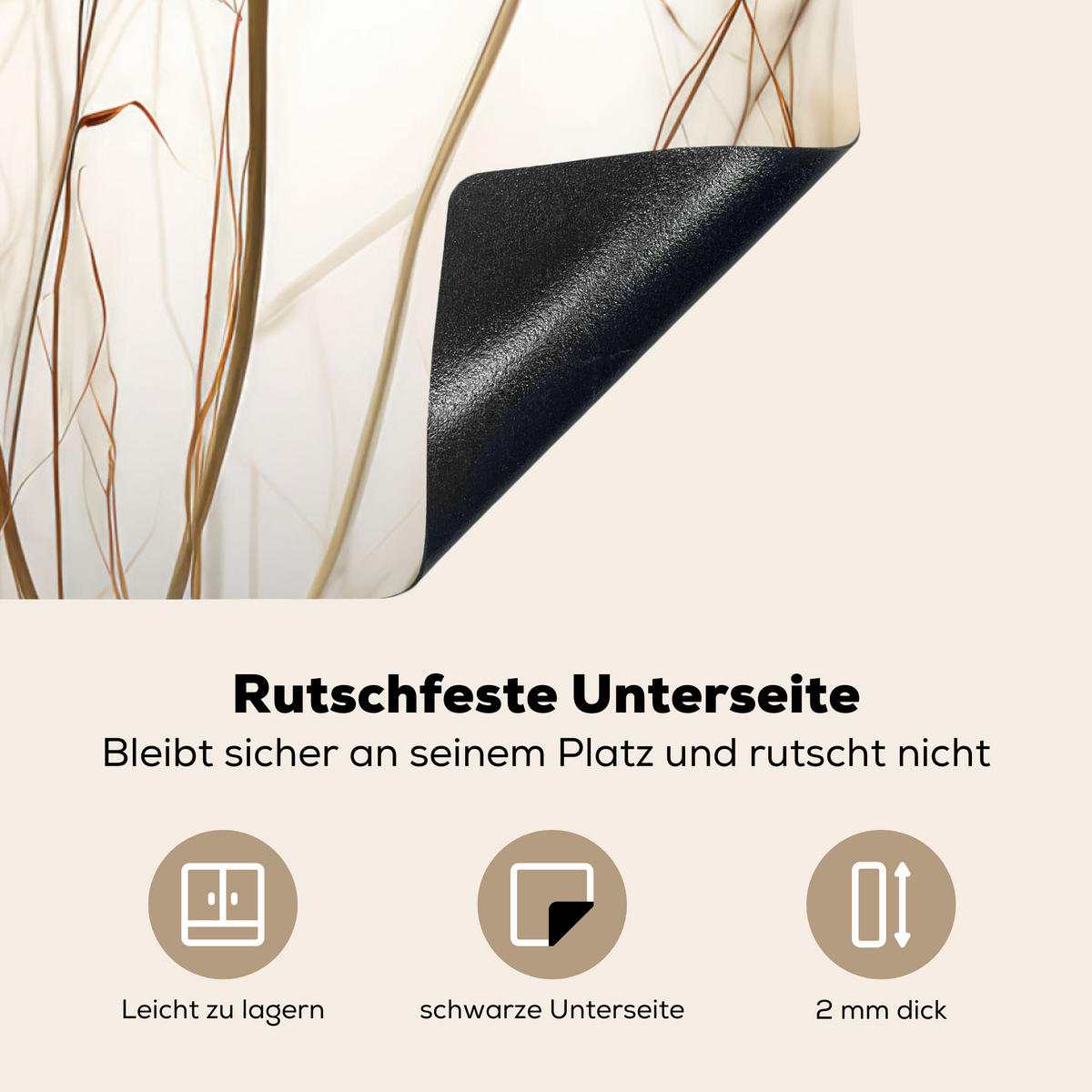 HERDABDECKPLATTE Blumen - Weiß - Sonnenlicht 77x59 cm - Ecru, Kunststoff (77/0.2/59cm) - MuchoWow