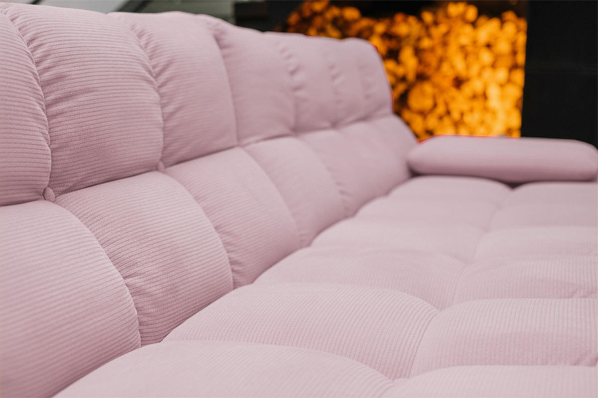 ECKSOFA VIVIEN Pink Cord - Pink/Schwarz, Kunststoff/Textil (290/178cm) - KAWOLA