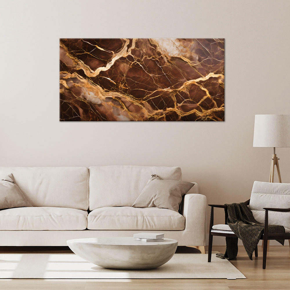 LEINWANDBILD Brauner Marmor mit Gold Gold Abstraktion 120x60cm - Braun, Textil (120/60cm) - Feeby