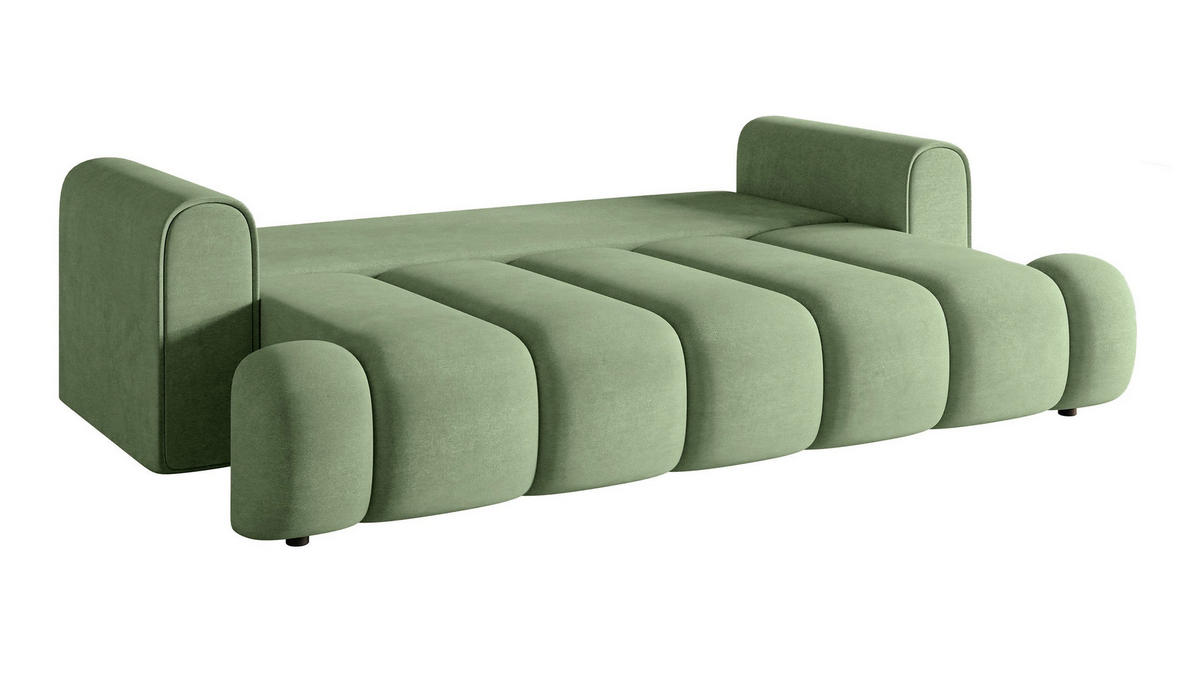 SCHLAFSOFA Dandelino Eukalyptusgrün Velours - Schwarz/Grün, Kunststoff/Textil (250/90/112cm) - Selsey