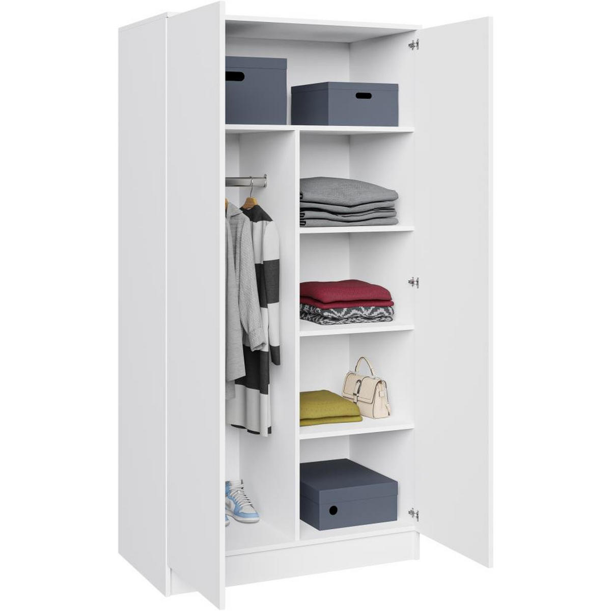 DREHTÜRENSCHRANK Look 90/180/50 cm 2-türig weiß - Weiß, Holzwerkstoff (90/180/50cm) - Beautysofa