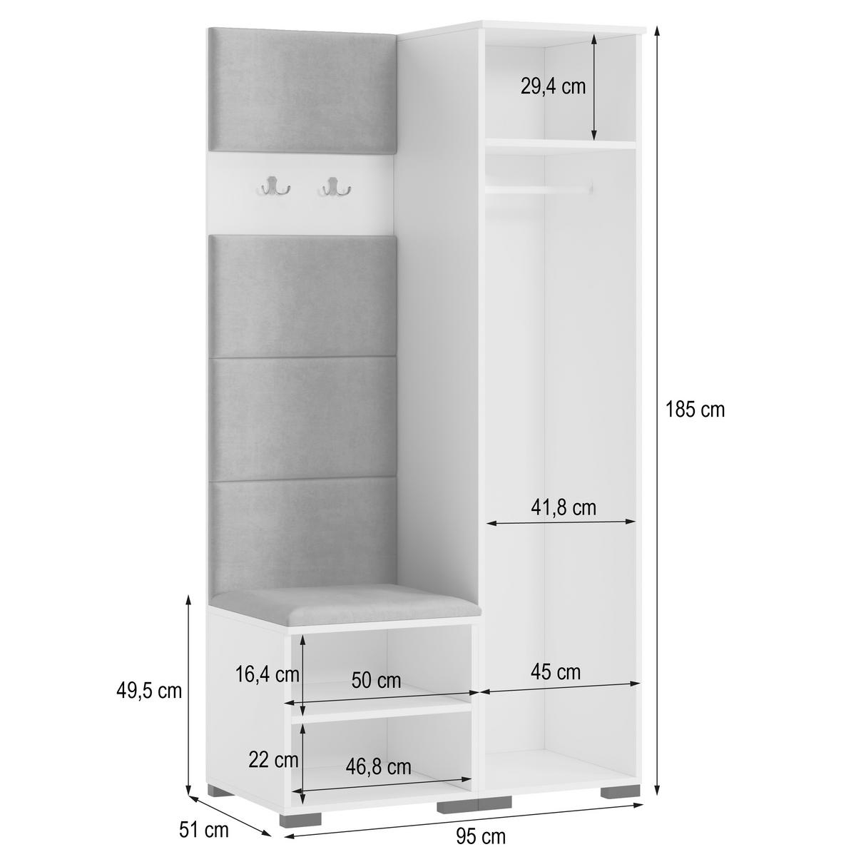 GARDEROBENSCHRANK LORI 95/181/51 cm Modern Kaschmir - Kaschmir, Holzwerkstoff (95/181/51cm) - MASSENO