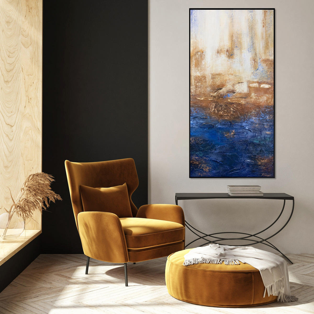 GEMÄLDE Marine II Schattenfugenrahmen Schwarz 120x60 cm - Schwarz, Holz (120/60cm) - YS-art gallery