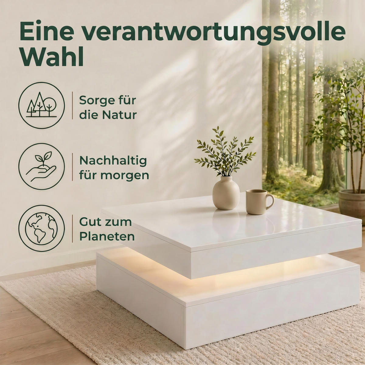 SOFFBORD i MDF, vitt - Vit högglans, Träbaserade material (78/78/40cm) - HOMCOM