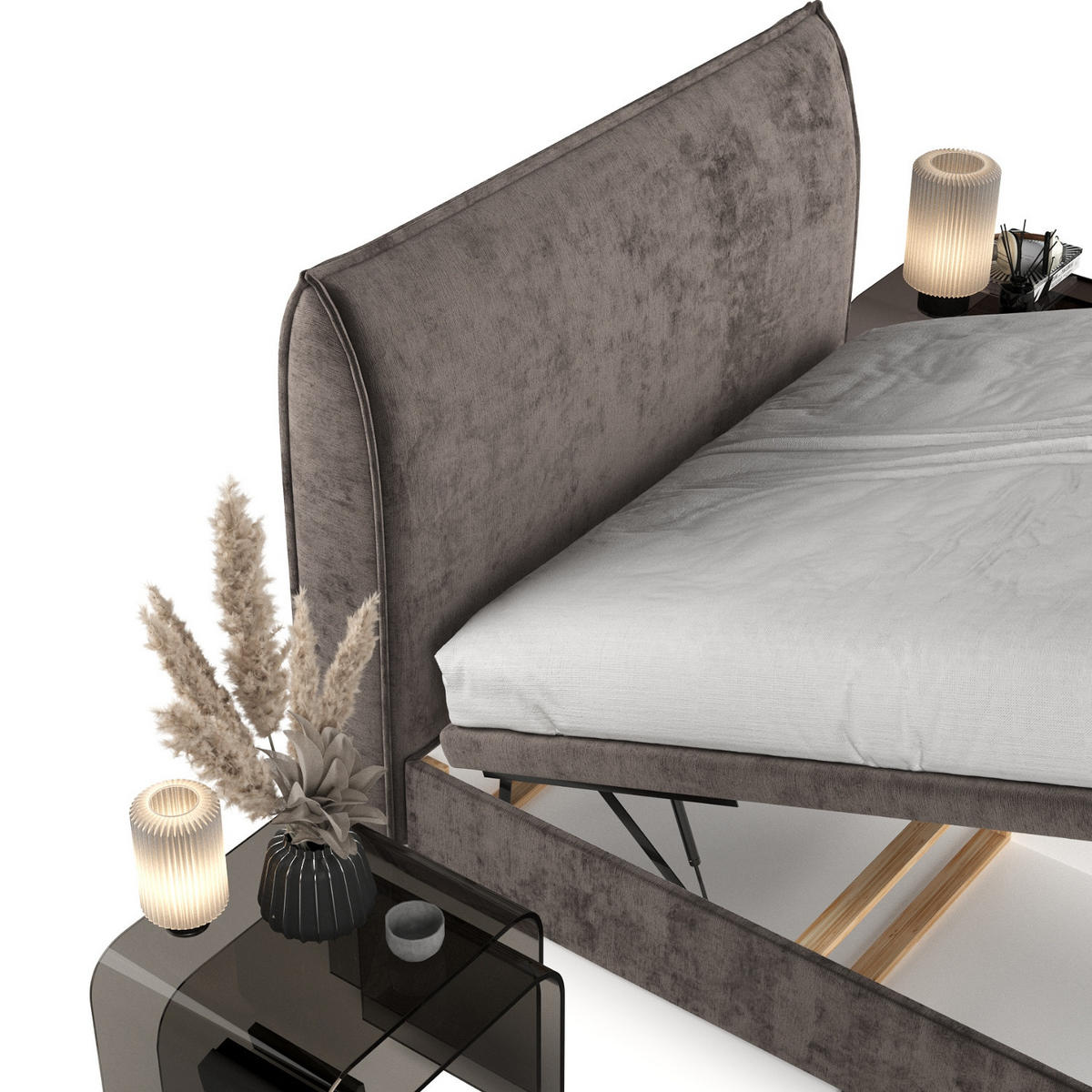 POLSTERBETT Tuvalu mit Stauraum 160/200 cm Braun im Lotta Stoff - Schwarz/Braun, Holz/Holzwerkstoff (160/200cm) - AltaBeds