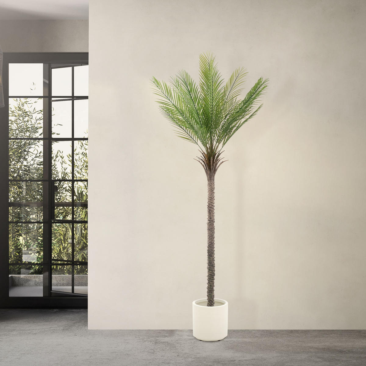 KUNSTPFLANZE Palme - Anthrazit/Grün, Holz/Kunststoff (210cm) - ML-DESIGN