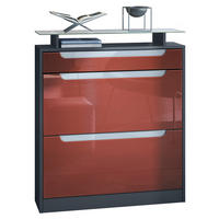 SCHUHSCHRANK Fiesta Fronten in Bordeaux Hochglanz, Griffmulden in Weiß Hochglanz - Bordeaux, Holzwerkstoff (89/104/23cm) - Vladon