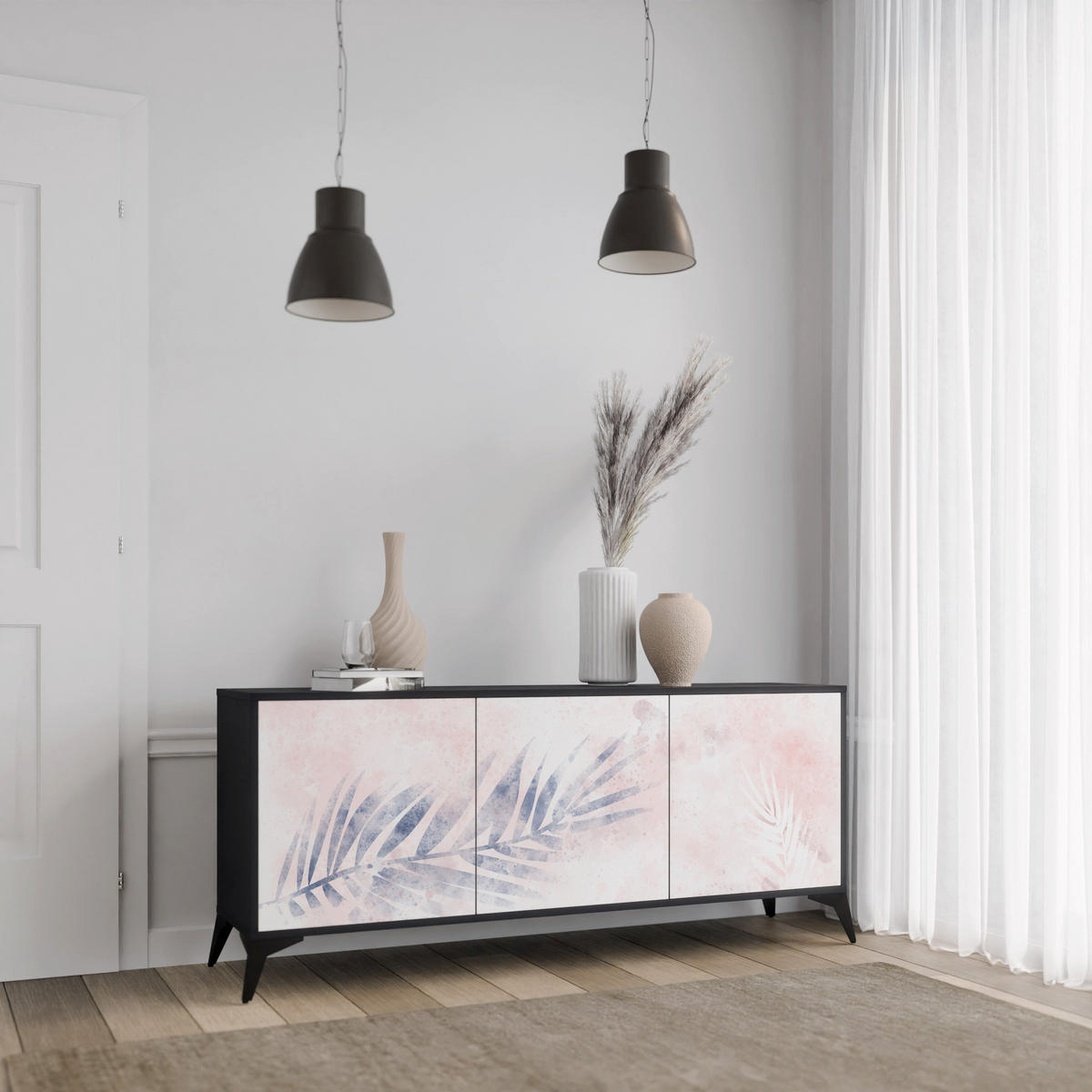 SIDEBOARD TIMELESS FLOAT, Eicheneffekt, 164,5x42x77,5 cm, 3 Türen - Eichefarben/Buchefarben, Holzwerkstoff/Buchenholz (164.5/77.5/42cm) - SpaceRebels