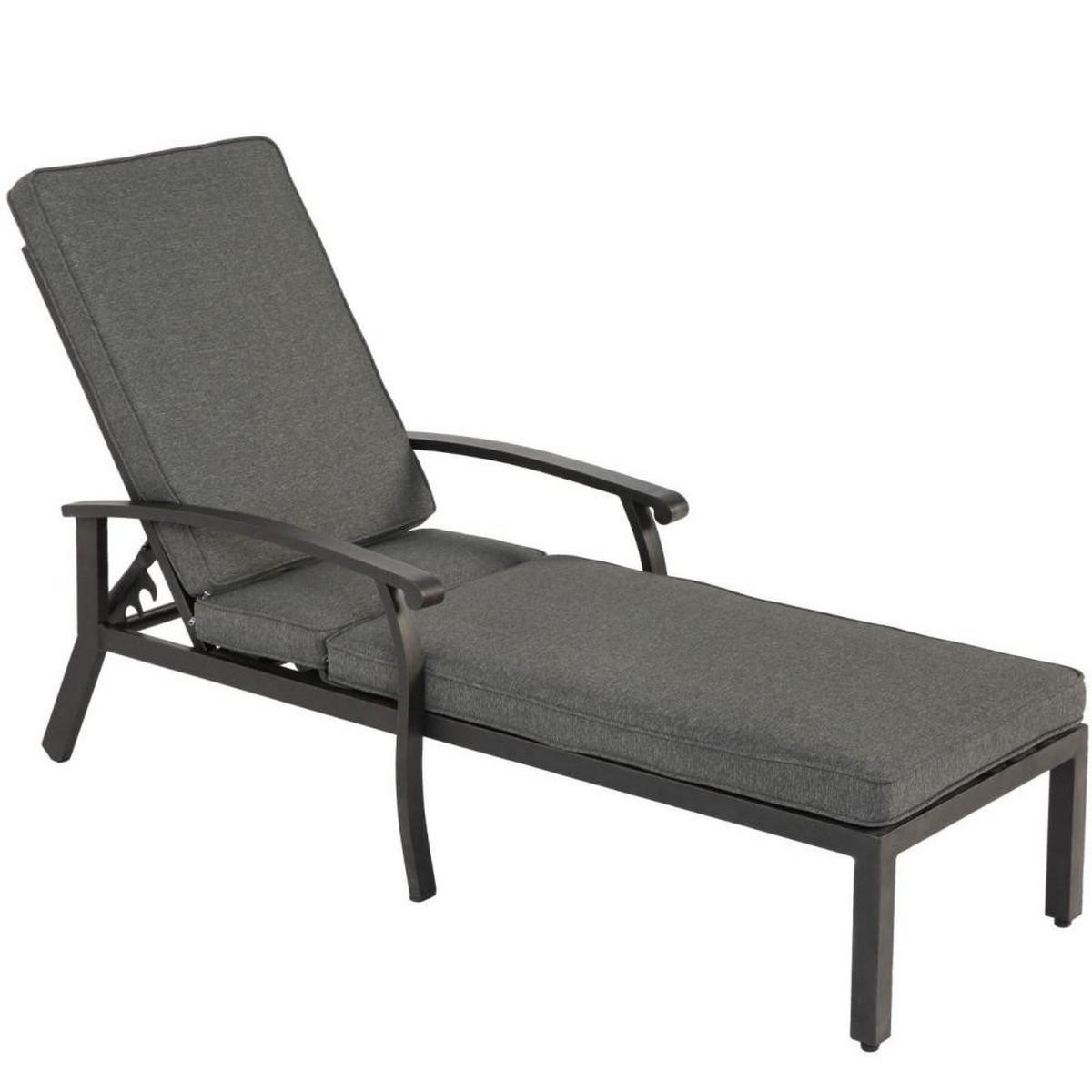 GARTENLIEGE Sonnenliege,5-Fach höhenverstellbare Rückenlehne,Grau - Grau, Metall (58/100/204cm) - LVHOM