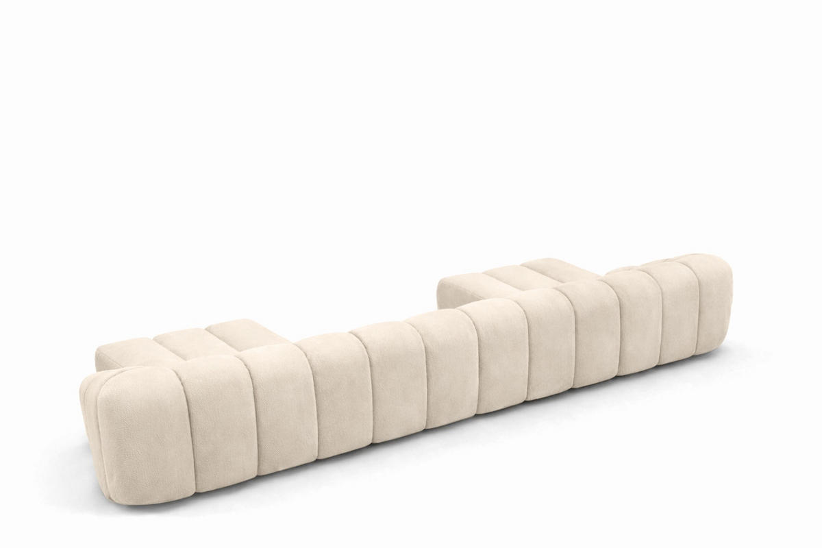 ECKSOFA Modulare U-Form, Veloursstoff Bluvel, Creme, CROISSANT U XL - Creme, Holz (448/72/190cm) - Kaiser Möbel