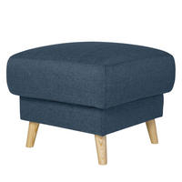 POLSTERHOCKER - Webstoff - Hellbraun/Blau, Holz/Textil (77/46/62cm) - home24