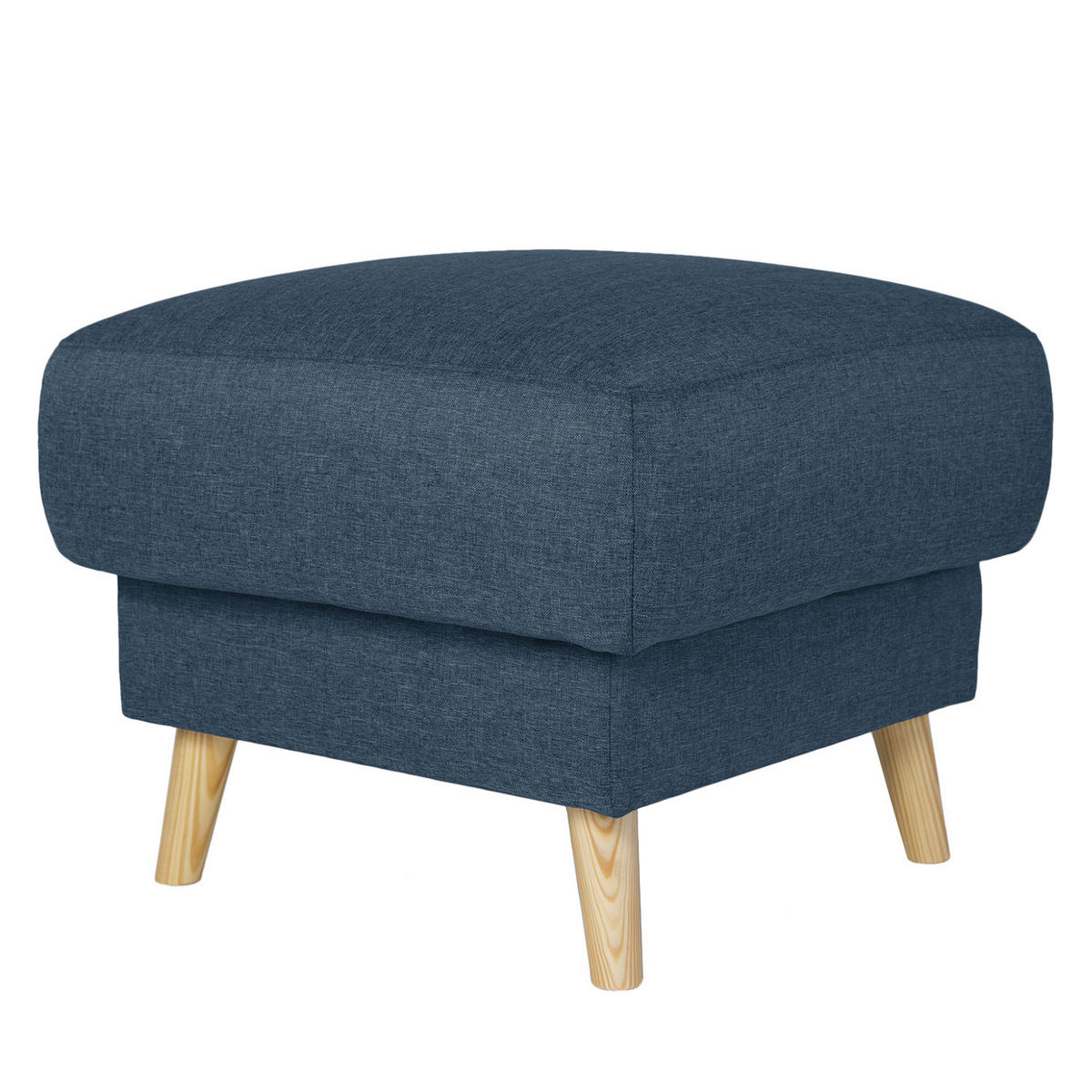 POLSTERHOCKER - Webstoff - Hellbraun/Blau, Holz/Textil (77/46/62cm) - home24