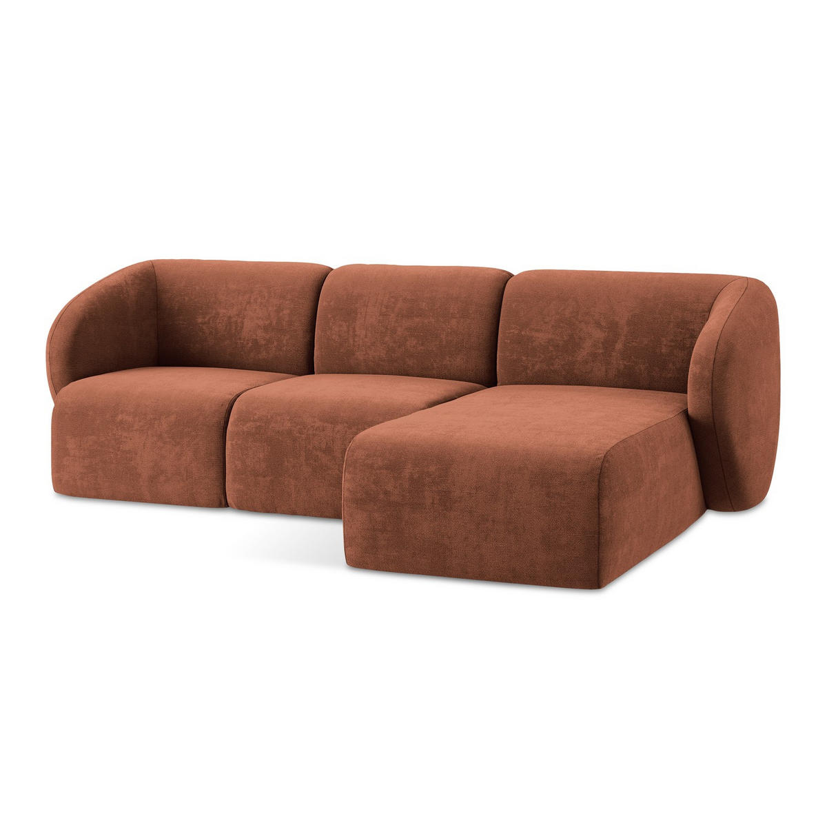 ECKSOFA Rechts Chenille Stoff Orange - Terracotta/Schwarz, Holzwerkstoff/Kunststoff (248/166cm) - LaMiaSofa
