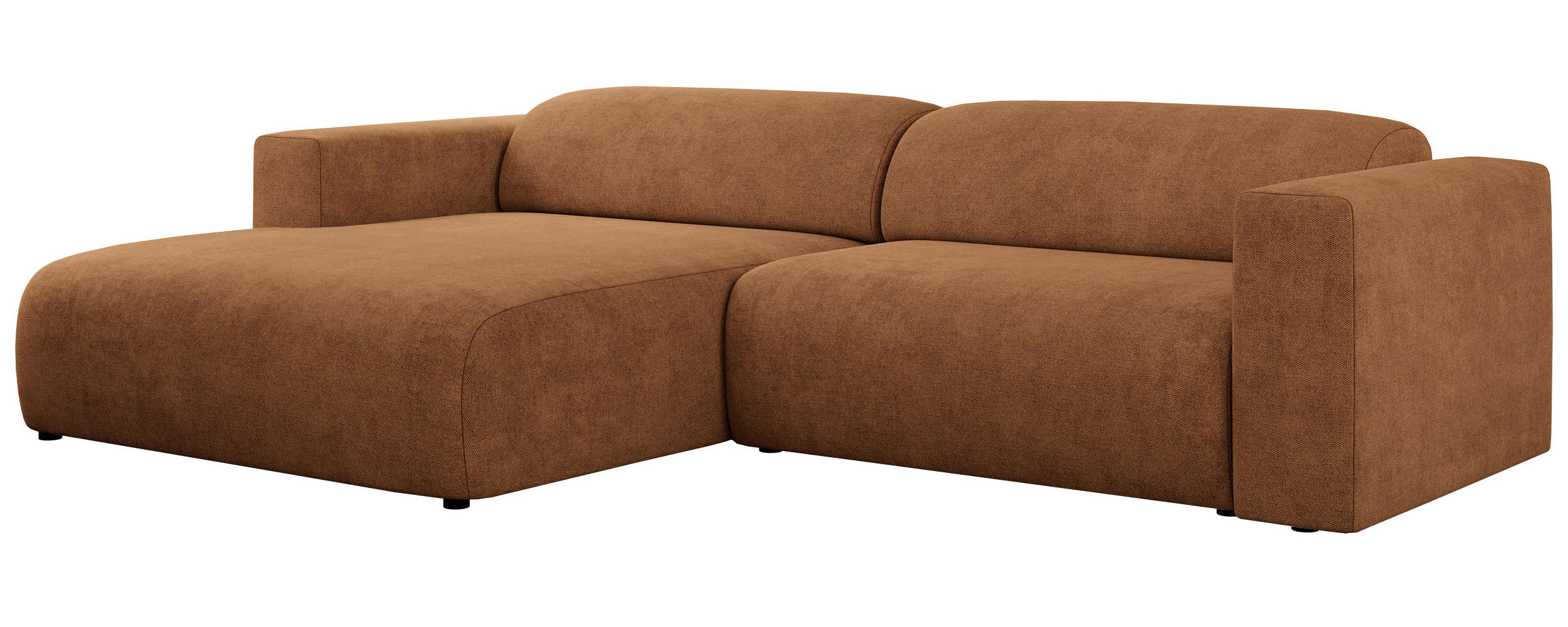 ECKSOFA PASADENA Orange Struktur - Links Seite - Schwarz/Orange, Kunststoff/Textil (288/180cm) - MKS