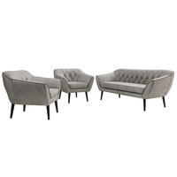 SEDACÍ SOUPRAVA 3+1+1 PIRS - Světle šedá Samet - Černé nohy - černá/světle šedá, kompozitní dřevo/textil (180/75/74cm) - MKS