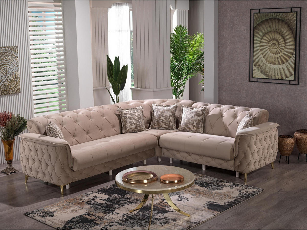 ECKSCHLAFSOFA Sucre Beige - Langer Schenkel Links - Beige, Holzwerkstoff/Kunststoff (315/245cm)