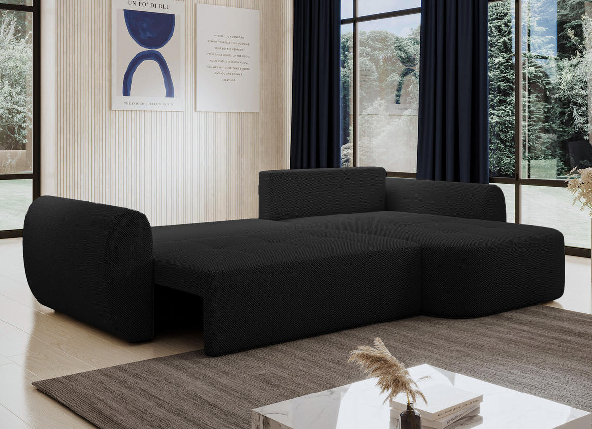 ECKSOFA L Form Nubio Schwarz 282/170/91 cm – modernes Sofa fürs Wohnzimmer - Schwarz, Kunststoff/Textil (282/170cm) - AX Living
