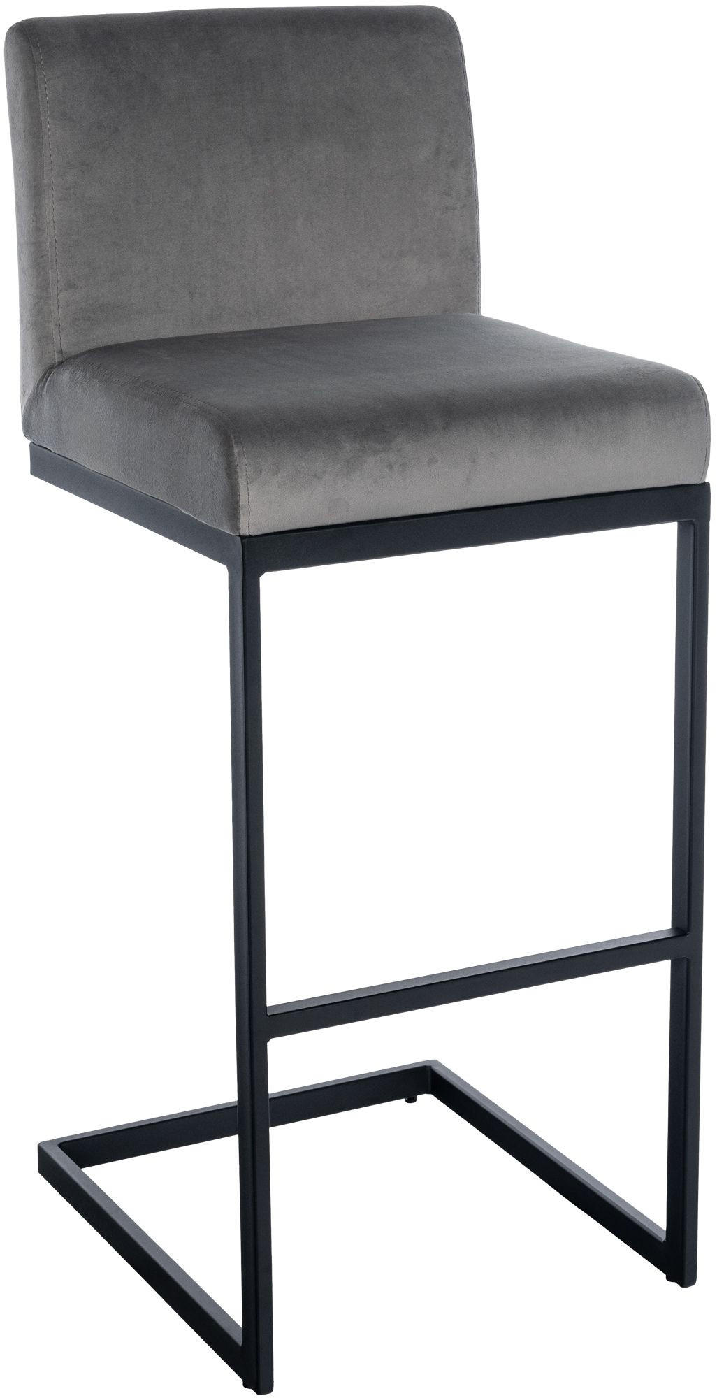 BARHOCKER Samt Grau - Schwarz/Grau, Textil/Metall (43/104/53cm) - CLP