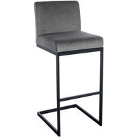 BARHOCKER Samt Grau - Schwarz/Grau, Textil/Metall (43/104/53cm) - CLP