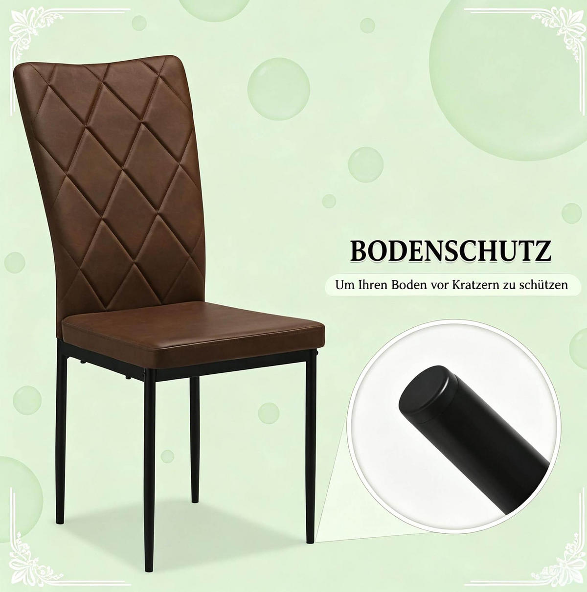 ESSSTUHL 4er-Set mit hoher Rückenlehne Dark Brown - Dunkelbraun, Metall (42.5/94.5/40cm) - Meubliv