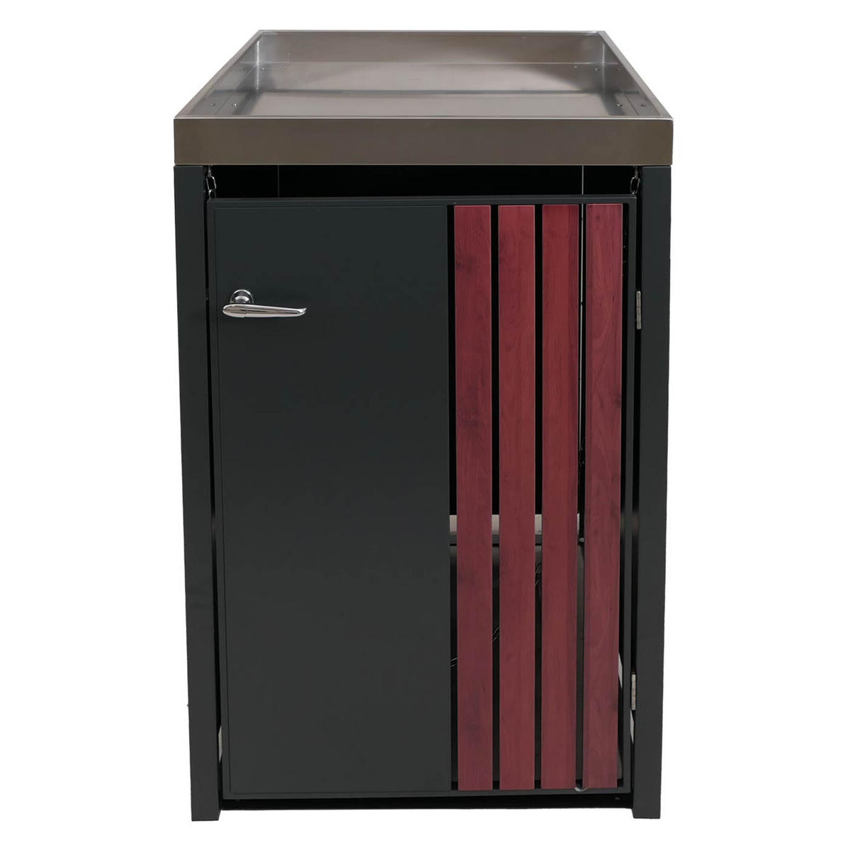 MÜLLTONNENBOX 1er mit Pflanzkasten HxBxT 125x68x84cm Anthrazit Holzoptik dunkel - Anthrazit, Metall (68/125/84cm) - PROREGAL