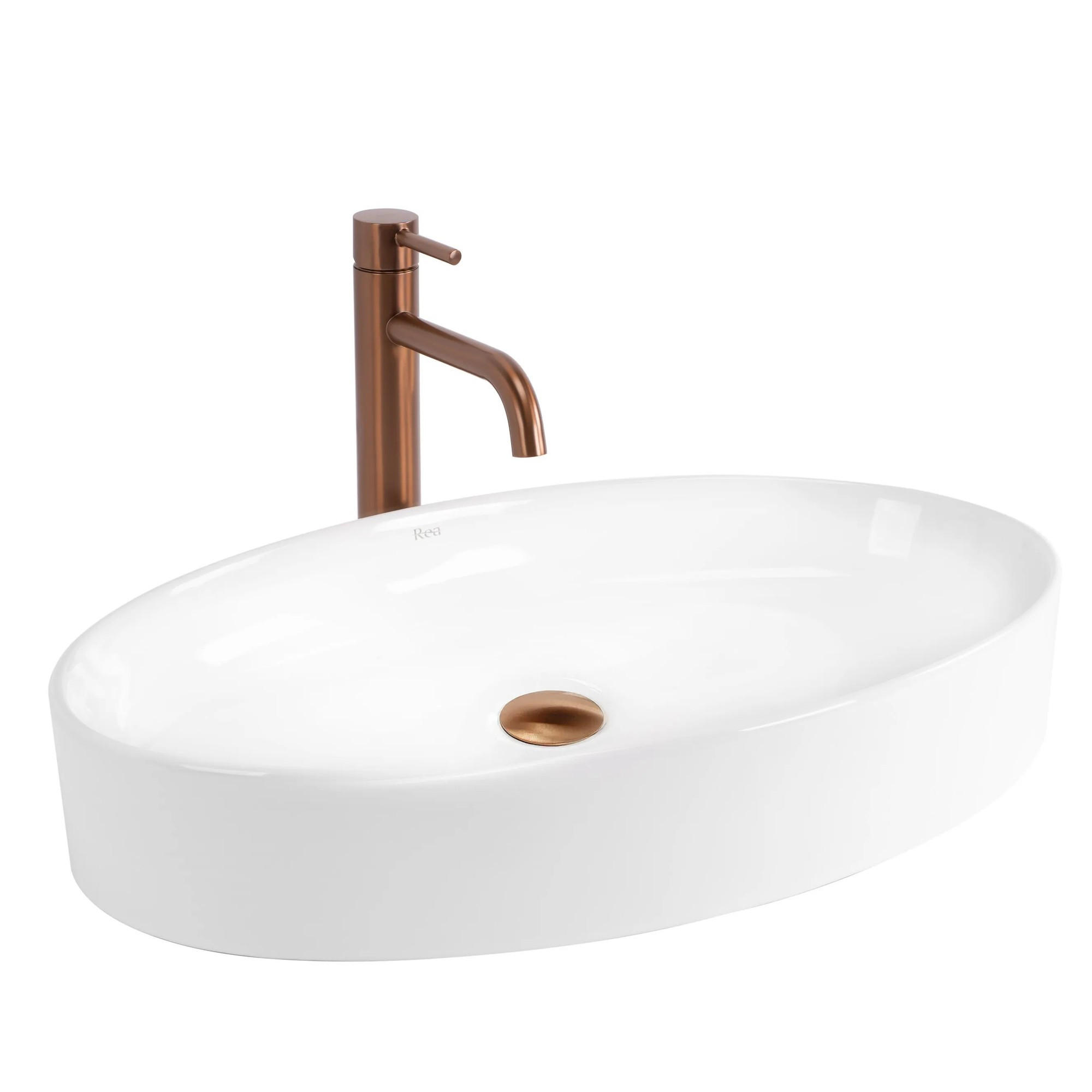 AUFSATZWASCHBECKEN Rea Adriana - Weiß, Keramik (37.5/10.5/62cm) - REA