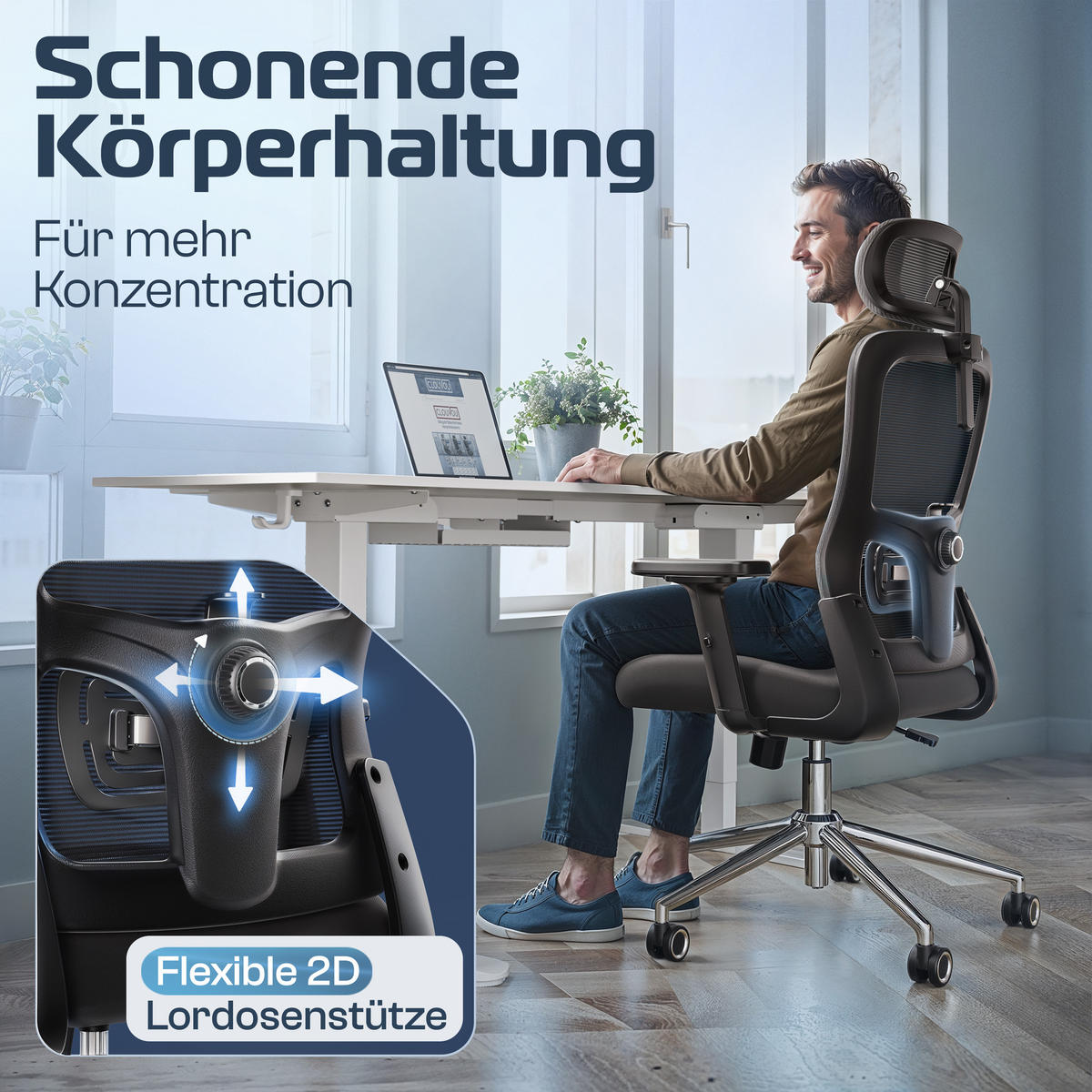 BÜROSTUHL BrightSeat Schwarz - Silberfarben/Schwarz, Kunststoff/Textil (70/142/70cm) - Clouvou