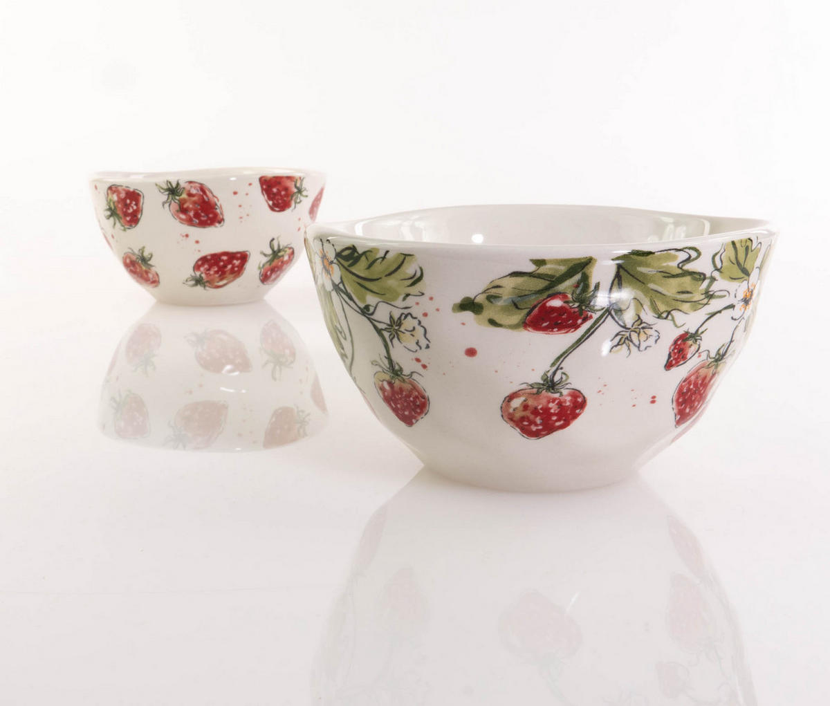 SUPPENSCHÜSSEL Strawberry 540 ml - Rot/Weiß, Keramik (540cm) - Boltze Home