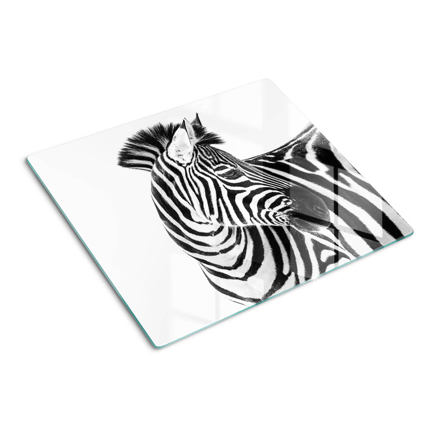 GLASPLATTE 60x52 cm Zebra im Schnee - Schwarz, Glas (60/0.4/52cm) - TULUP
