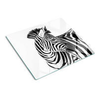 GLASPLATTE 60x52 cm Zebra im Schnee - Schwarz, Glas (60/0.4/52cm) - TULUP