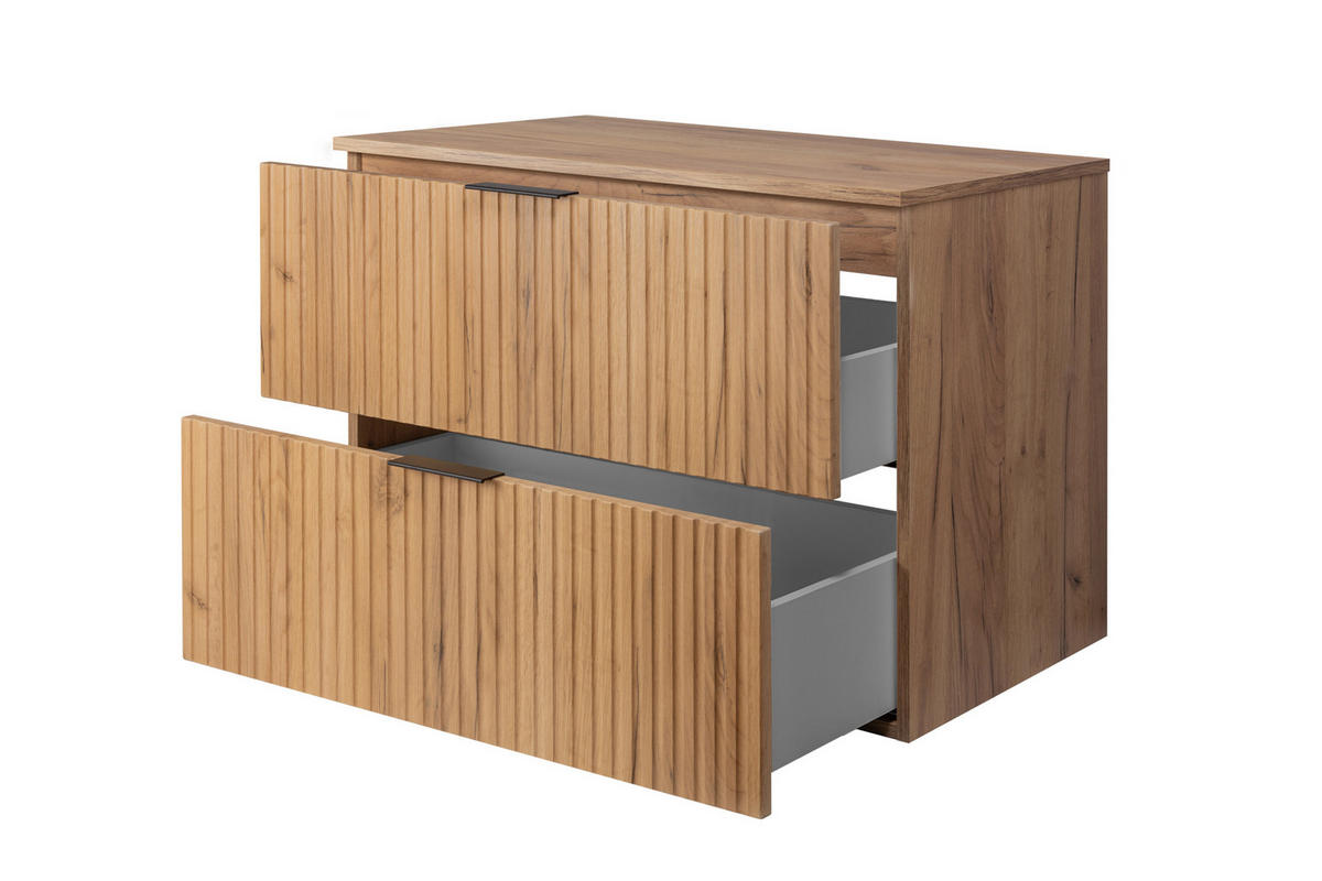 WASCHBECKUNTERSCHRANK FLOW + Platte Eiche Craft 80/57/46 cm - Eichefarben, Holzwerkstoff (80/57/46cm) - Rodan