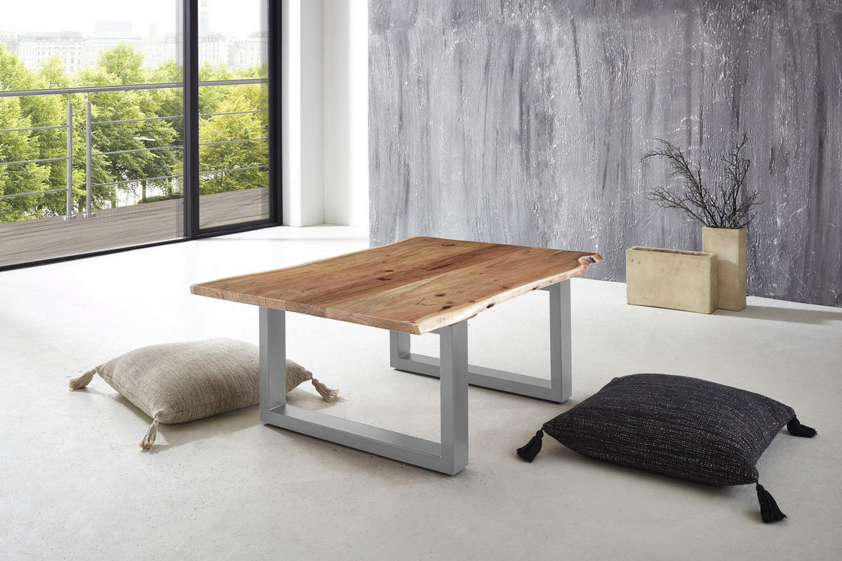 COUCHTISCH LUBIN - Beige/Silberfarben, Holz/Metall (80/120/40cm) - SAM