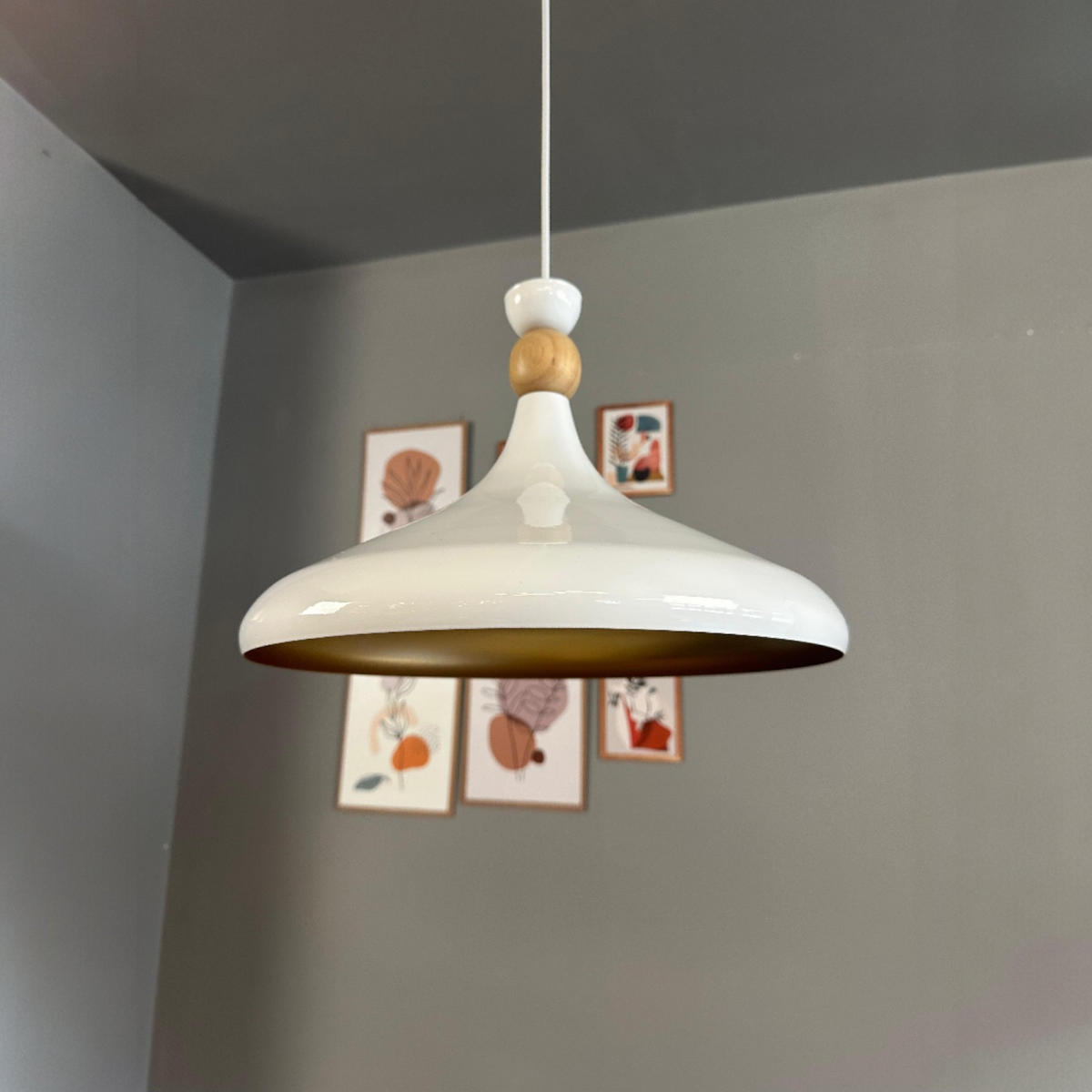 PENDELLEUCHTE ASChampion - Messingfarben/Weiß, Metall (35/35/28cm) - Bamyum