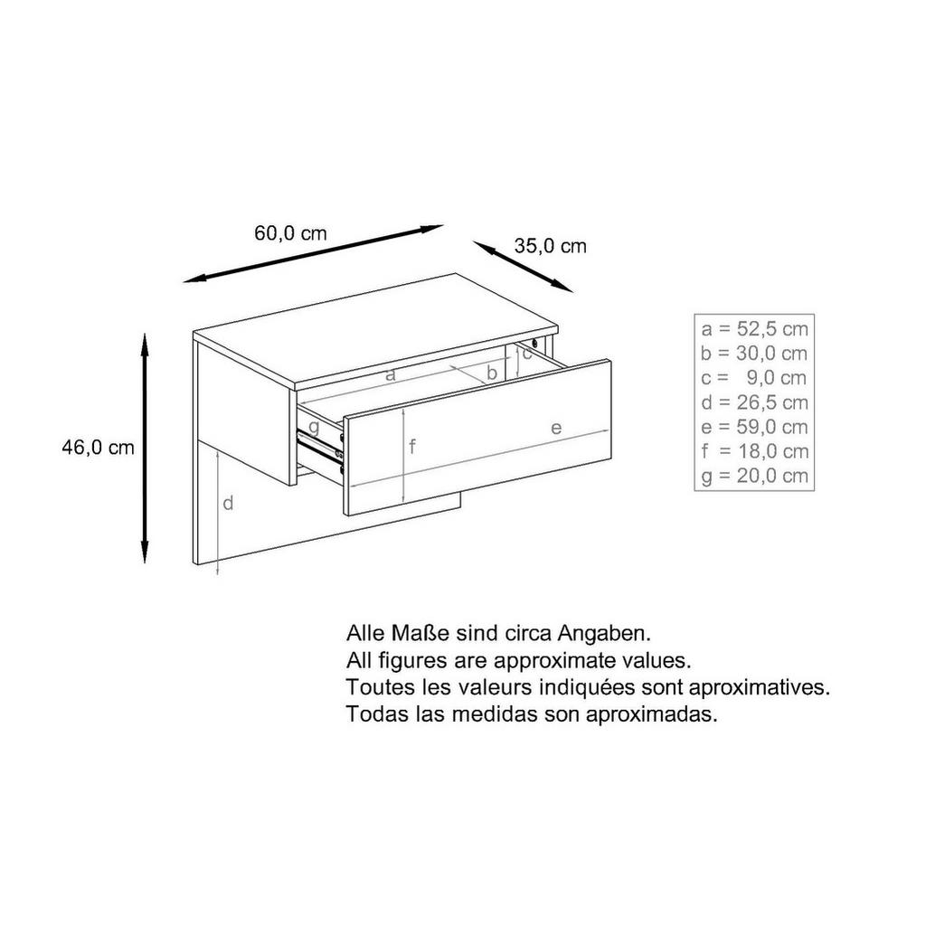 Thumbnail - Vladon Nachttisch, Schwarz, Holzwerkstoff, 60x46x35 cm, Schlafzimmer, Nachttische