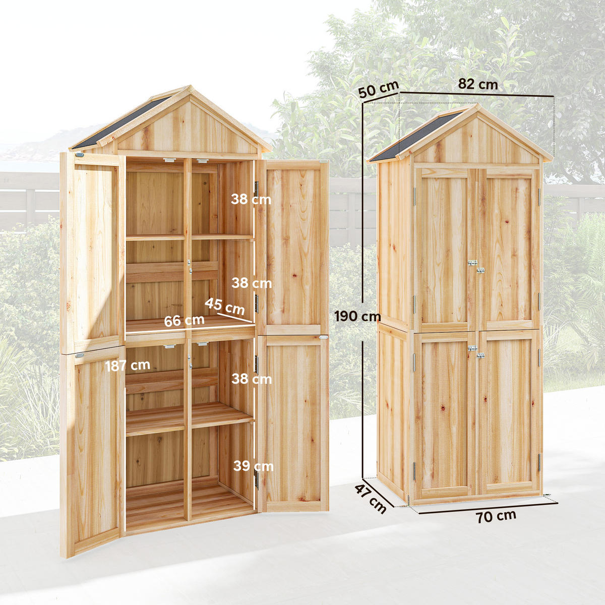 GERÄTESCHUPPEN DE-17612 Naturholz - Naturfarben, Holz (82/190/50cm) - ComfortXL