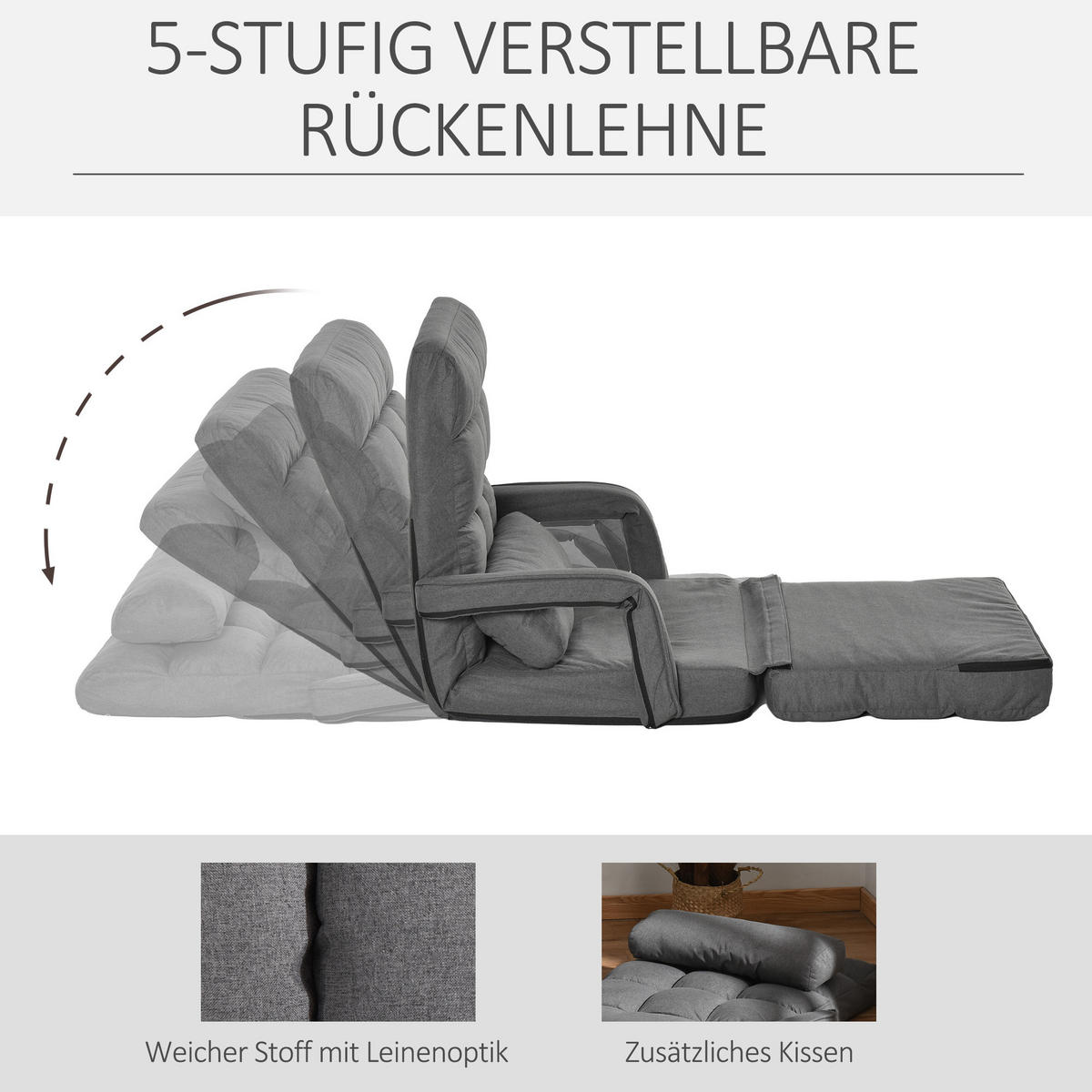 BODENSTUHL mit 5-Fach 78L x 62B x 70H cm Dunkelgrau - Dunkelgrau, Kunststoff (62/70/78cm) - HOMCOM