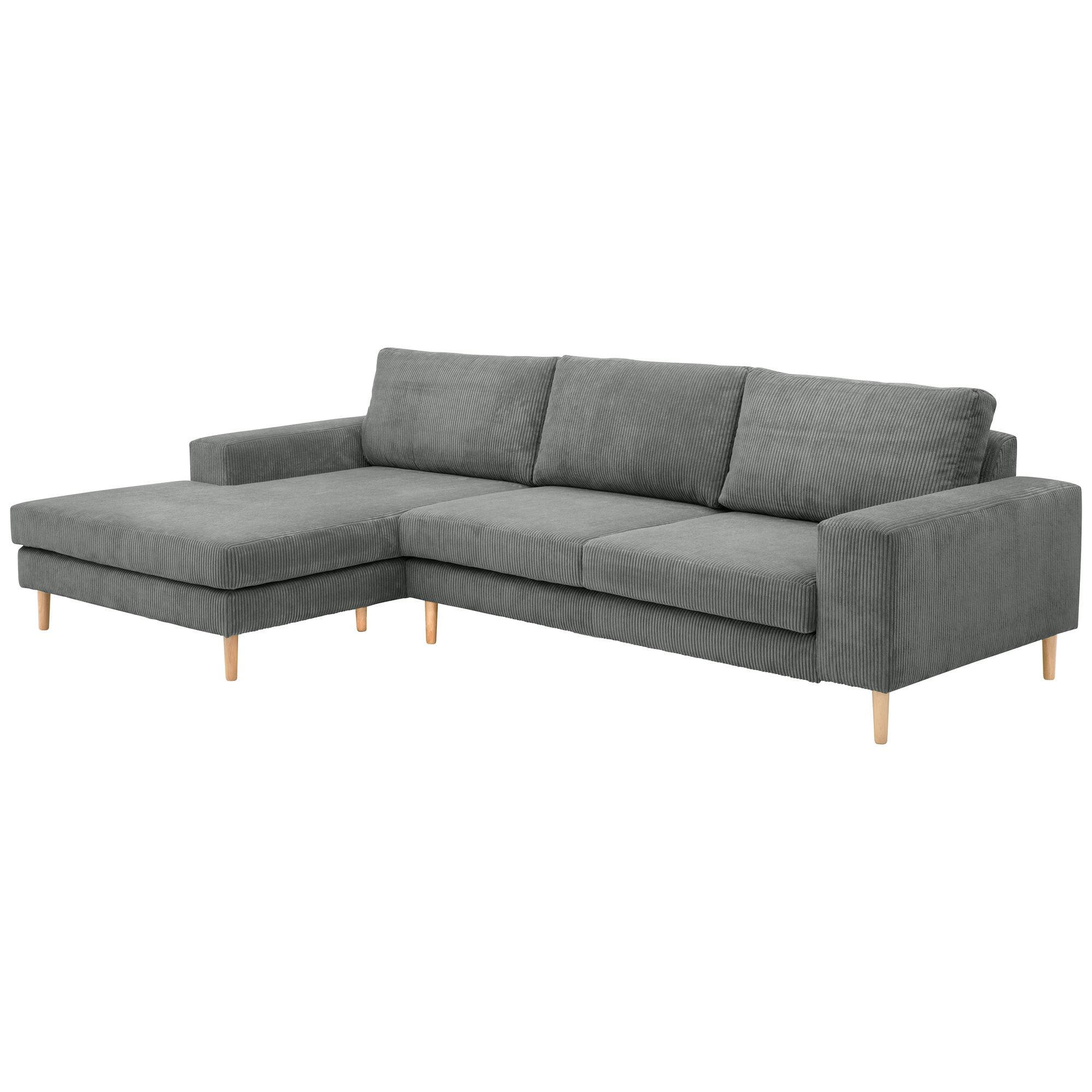 SOFA mit Longchair links Kaylynn Cordstoff anthrazit - Anthrazit, Kunststoff (175/294cm) - 58aufmkessel