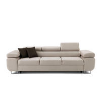 3-SITZER-SOFA WILD mit Schlaffunktion 127x190 Velours Beige - Chromfarben/Beige, Holz/Textil (262/90/102cm) - Muffo
