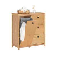 WÄSCHESCHRANK Weiß - Hellbraun, Holzwerkstoff (80/90/35cm) - SoBuy