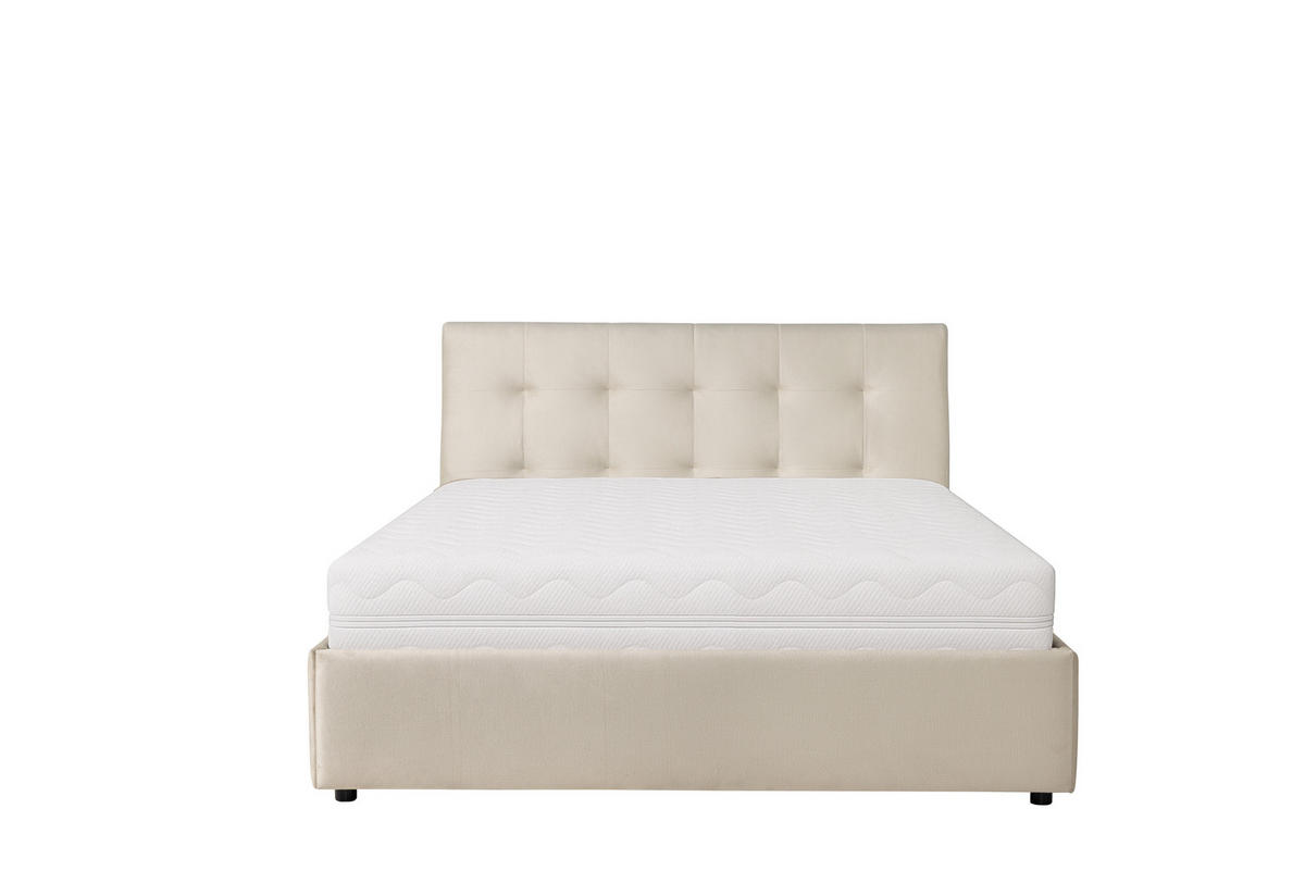 POLSTERBETT mit Bettkasten und Matratze SOLIS, Beige, 180x200 cm - Beige, Textil (180/200cm) - KS Home Concept