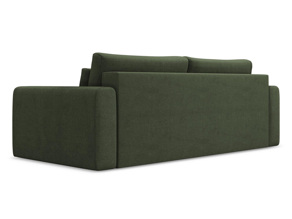 3-SITZER SOFA mit Schlaffunktion Strukturstoff Stoff Grün - Schwarz/Olivgrün, Kunststoff/Textil (238/82/105cm) - Makamii