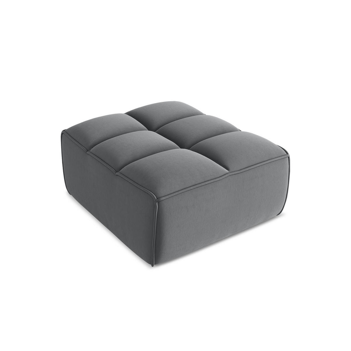 POUF Samt Stoff Grau - Dunkelgrau/Schwarz, Kunststoff/Textil (80/43/93cm) - LaMiaSofa