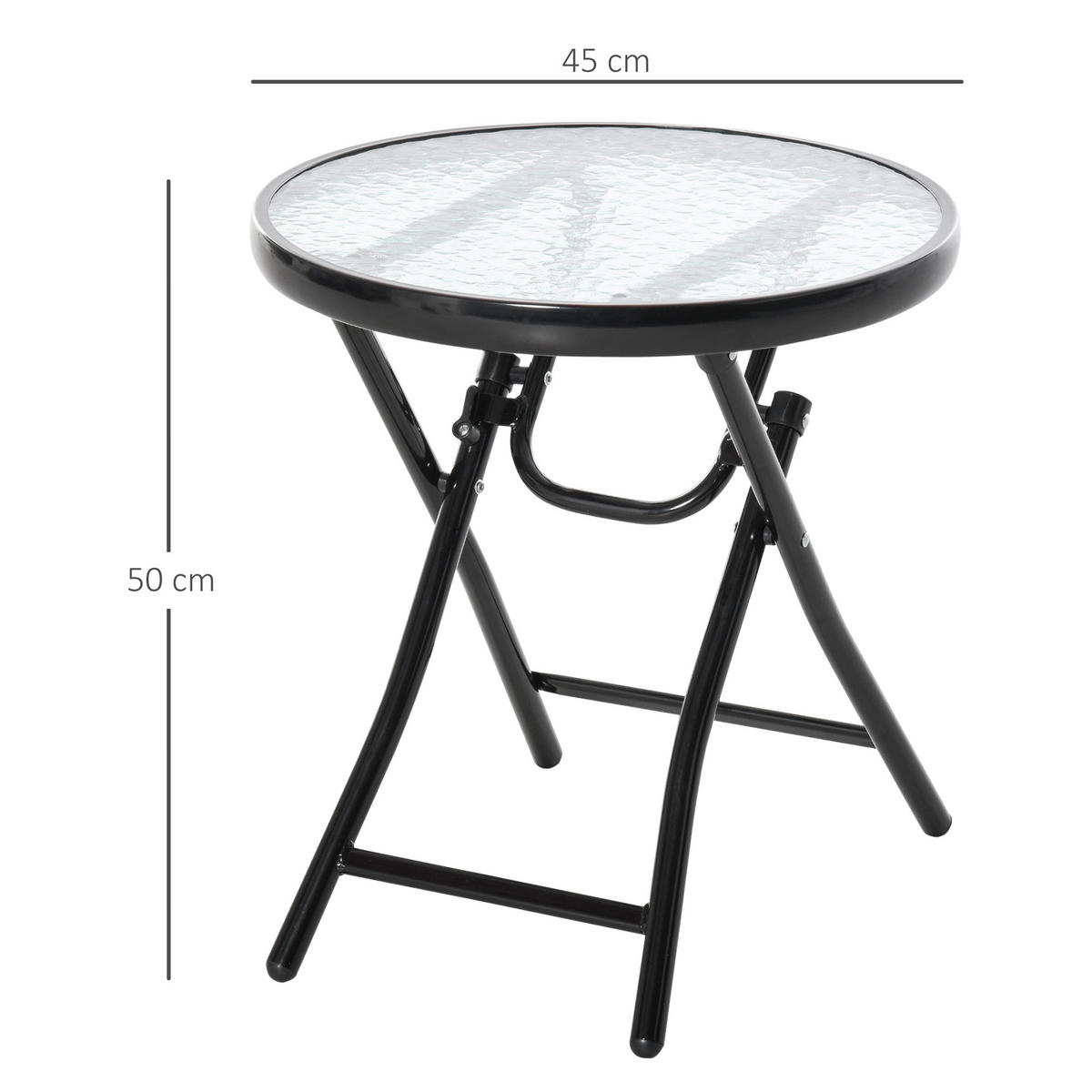 GARTENTISCH, Schwarz, Metall, Glass - Schwarz, Glas/Metall (45/45/50cm) - Outsunny