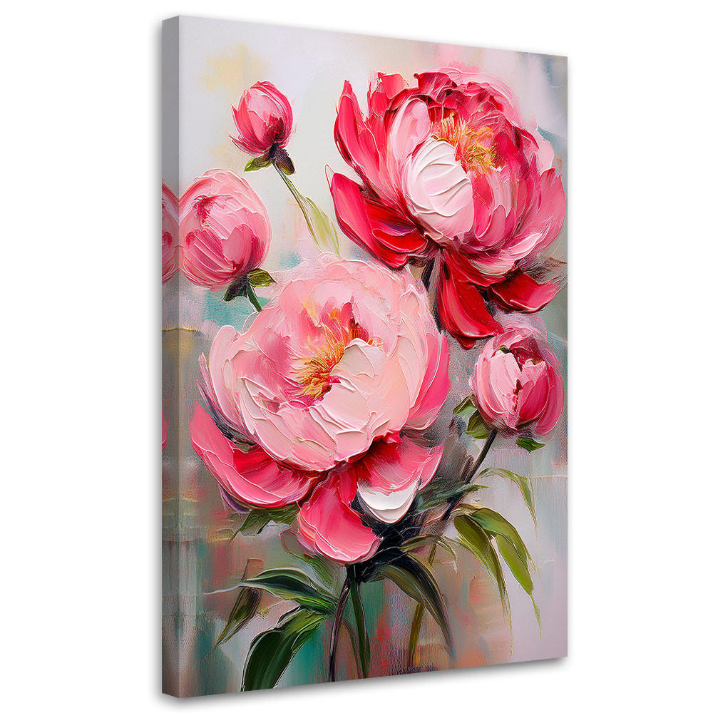 WANDBILD rosa pfingstrosen blumen pflanzen - Pink, Textil (80/120cm) - Feeby