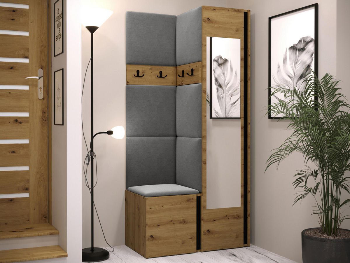 GARDEROBEN-SET Orion XXV - Eiche Artisan/Grau, Holzwerkstoff/Kunststoff (82/186/46cm) - MIRJAN24